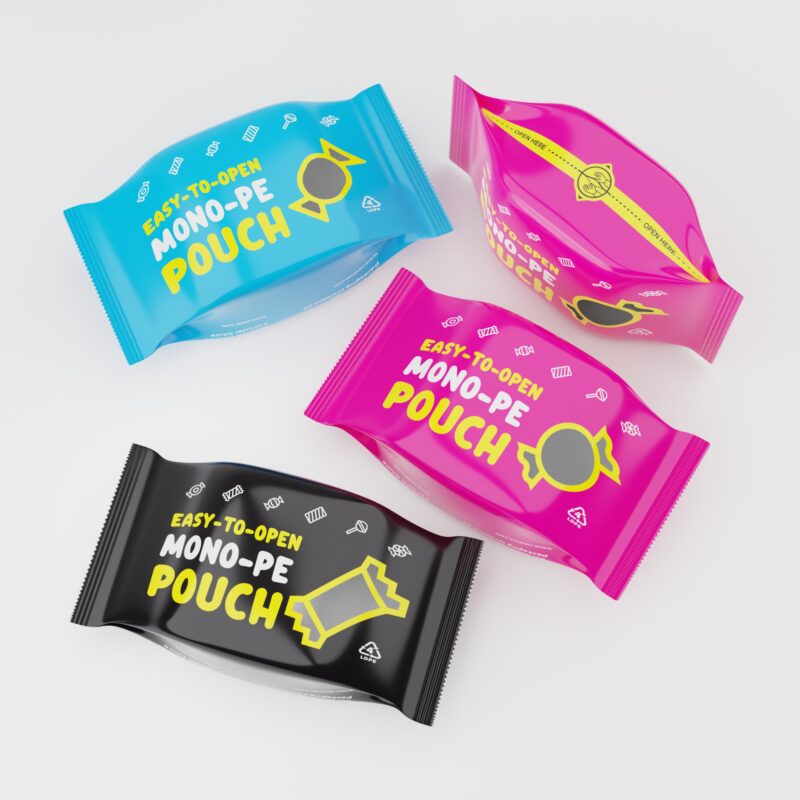Easy to open pouch for candy, MDO-PE